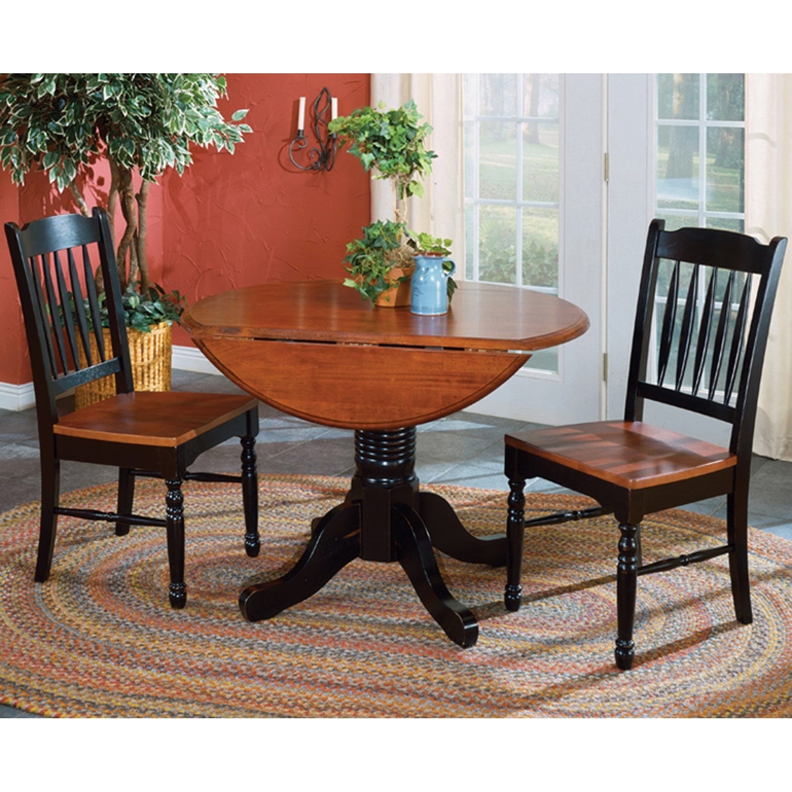 3 piece round table set piece dinette aamerica british isles piece dining set witih round dropleaf table and slat back chairs 3 piece round table set piece dinette aamerica british isles piece dining set witih round dropleaf table and slat back chairs